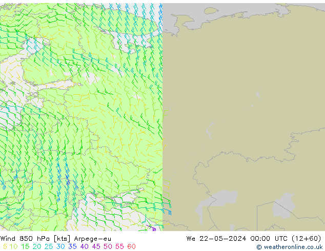 Wind 850 hPa Arpege-eu We 22.05.2024 00 UTC
