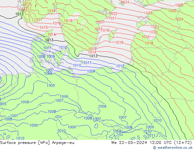 pression de l'air Arpege-eu mer 22.05.2024 12 UTC