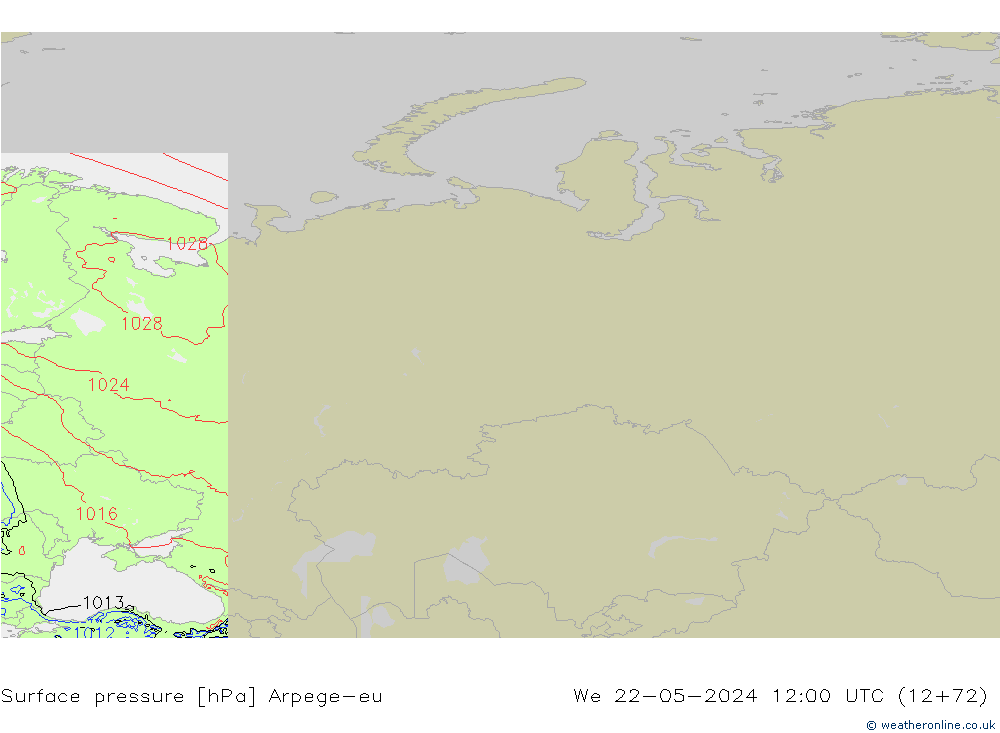 Surface pressure Arpege-eu We 22.05.2024 12 UTC