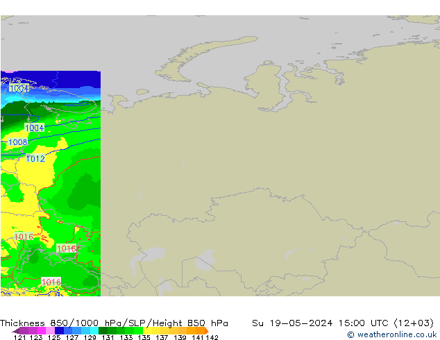 Thck 850-1000 hPa Arpege-eu  19.05.2024 15 UTC