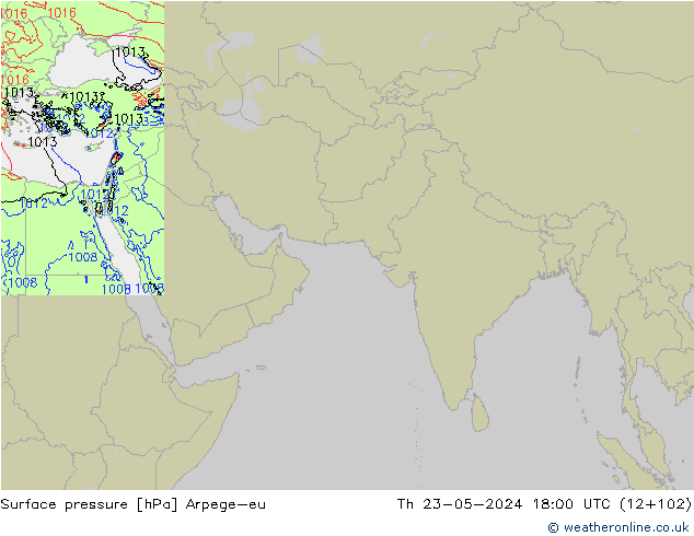 地面气压 Arpege-eu 星期四 23.05.2024 18 UTC