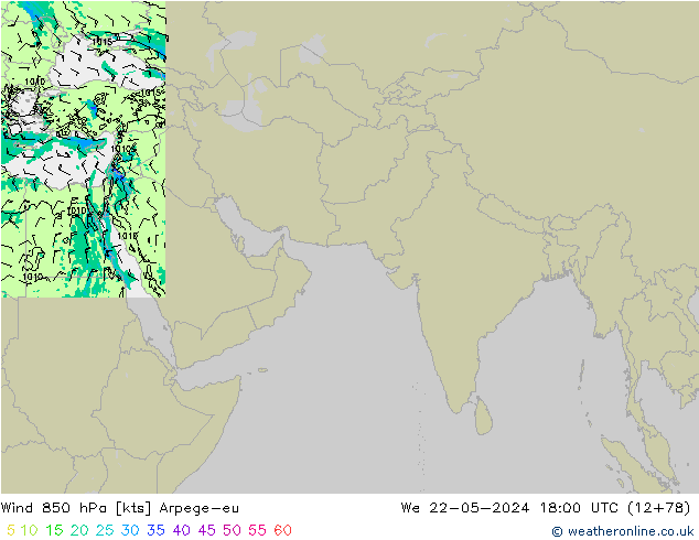 Rüzgar 850 hPa Arpege-eu Çar 22.05.2024 18 UTC