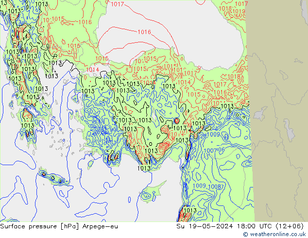 Surface pressure Arpege-eu Su 19.05.2024 18 UTC