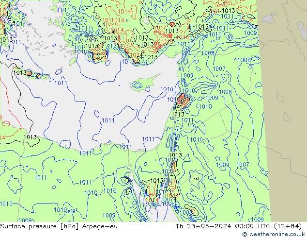 приземное давление Arpege-eu чт 23.05.2024 00 UTC