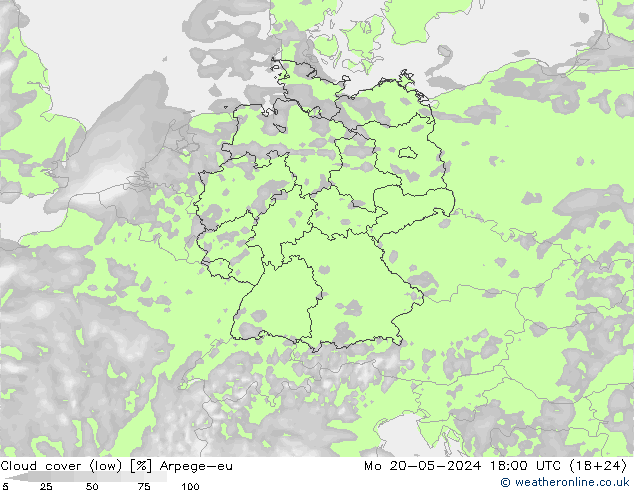 zachmurzenie (niskie) Arpege-eu pon. 20.05.2024 18 UTC
