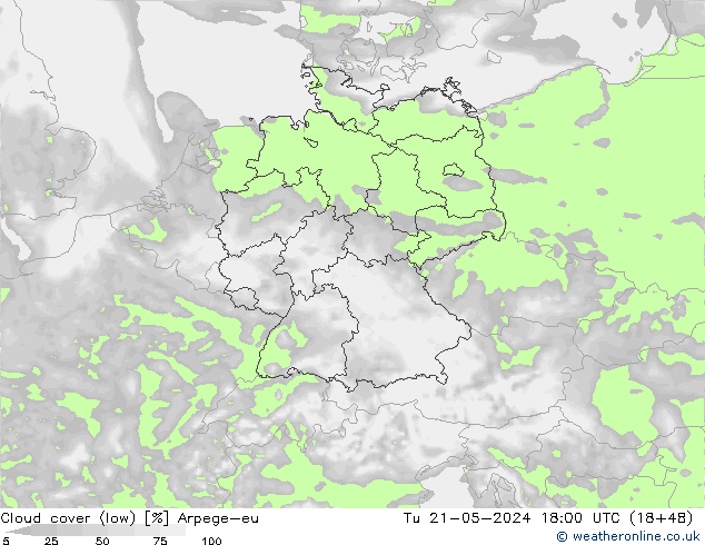 Bulutlar (düşük) Arpege-eu Sa 21.05.2024 18 UTC