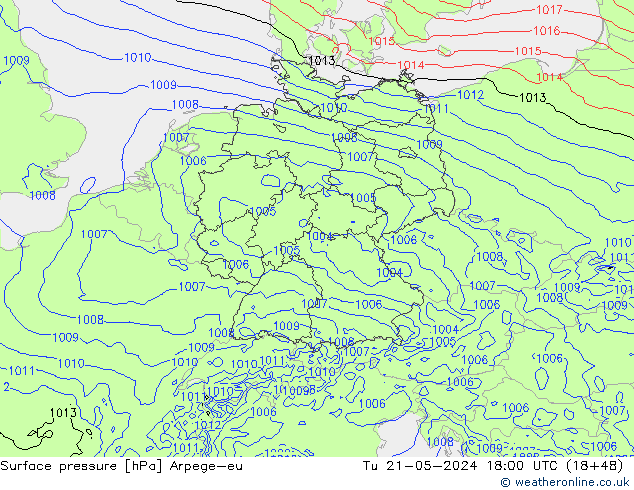 Luchtdruk (Grond) Arpege-eu di 21.05.2024 18 UTC