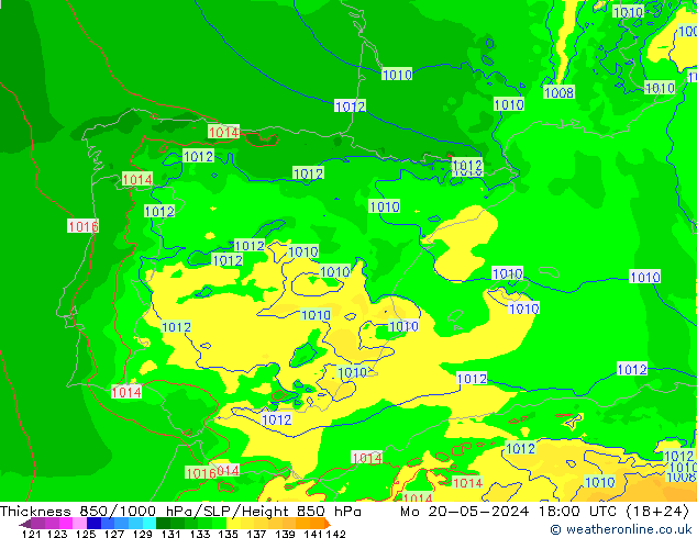 Thck 850-1000 hPa Arpege-eu Seg 20.05.2024 18 UTC