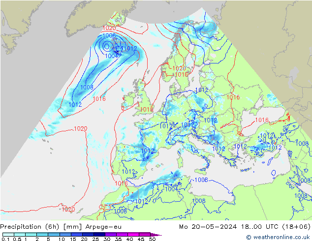 降水量 (6h) Arpege-eu 星期一 20.05.2024 00 UTC