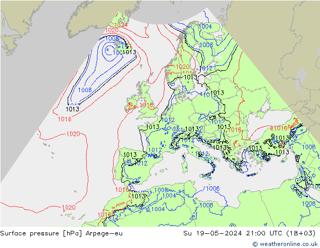 Bodendruck Arpege-eu So 19.05.2024 21 UTC