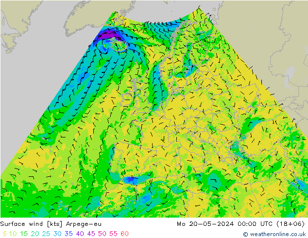 Bodenwind Arpege-eu Mo 20.05.2024 00 UTC