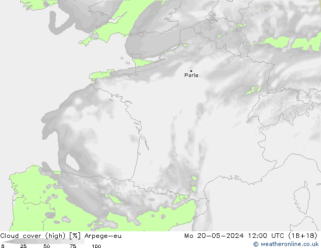 Bewolking (Hoog) Arpege-eu ma 20.05.2024 12 UTC