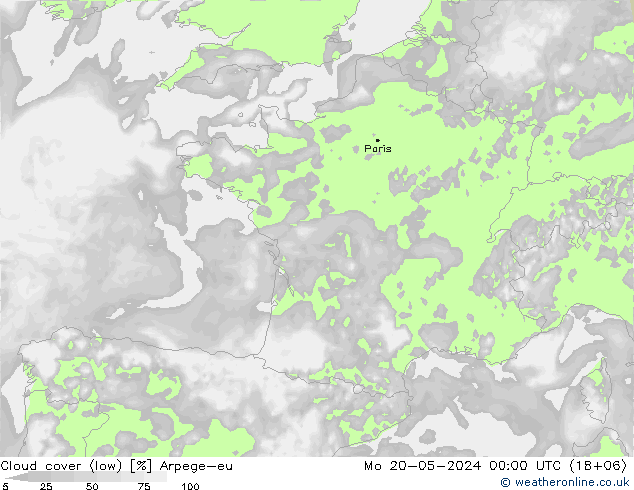 zachmurzenie (niskie) Arpege-eu pon. 20.05.2024 00 UTC