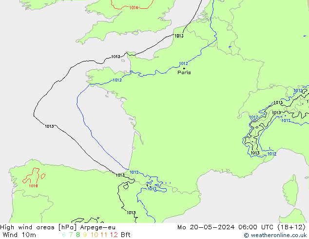 Windvelden Arpege-eu ma 20.05.2024 06 UTC