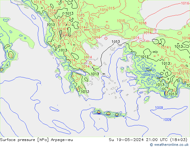 приземное давление Arpege-eu Вс 19.05.2024 21 UTC