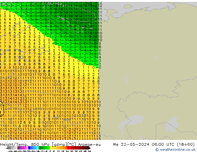 Height/Temp. 850 hPa Arpege-eu We 22.05.2024 06 UTC