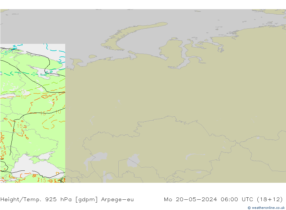 Height/Temp. 925 гПа Arpege-eu пн 20.05.2024 06 UTC