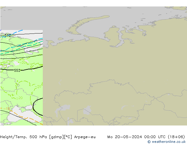 Height/Temp. 500 hPa Arpege-eu Mo 20.05.2024 00 UTC