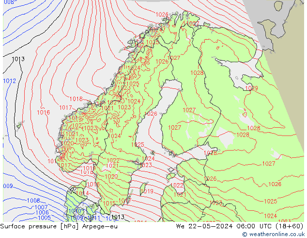 приземное давление Arpege-eu ср 22.05.2024 06 UTC