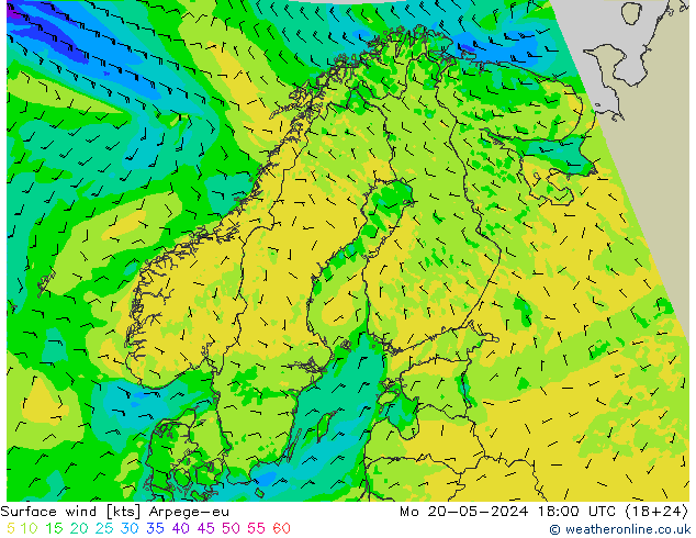 风 10 米 Arpege-eu 星期一 20.05.2024 18 UTC