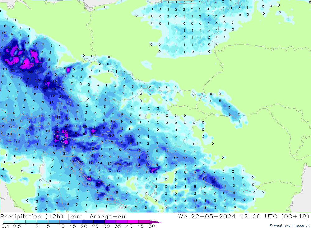 Precipitation (12h) Arpege-eu St 22.05.2024 00 UTC