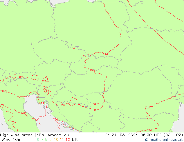 Windvelden Arpege-eu vr 24.05.2024 06 UTC