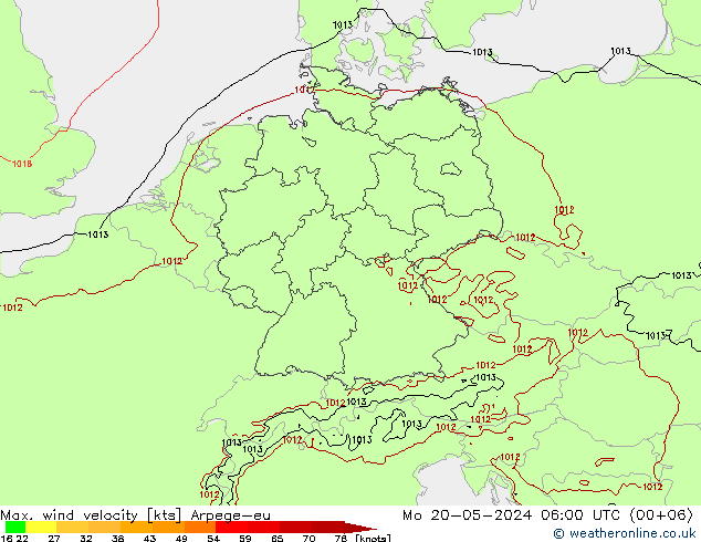 Windböen Arpege-eu Mo 20.05.2024 06 UTC