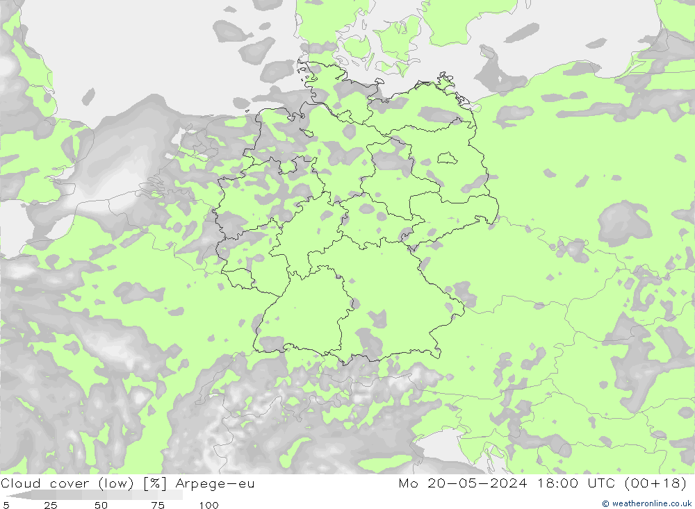 облака (низкий) Arpege-eu пн 20.05.2024 18 UTC