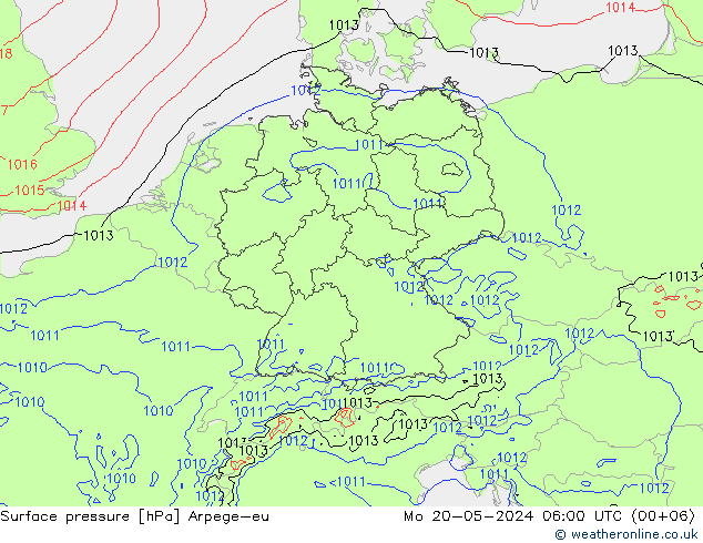 pressão do solo Arpege-eu Seg 20.05.2024 06 UTC