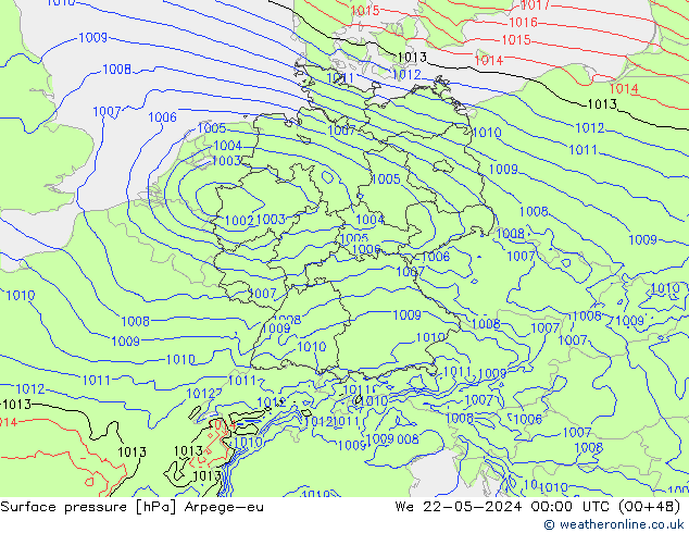 Luchtdruk (Grond) Arpege-eu wo 22.05.2024 00 UTC