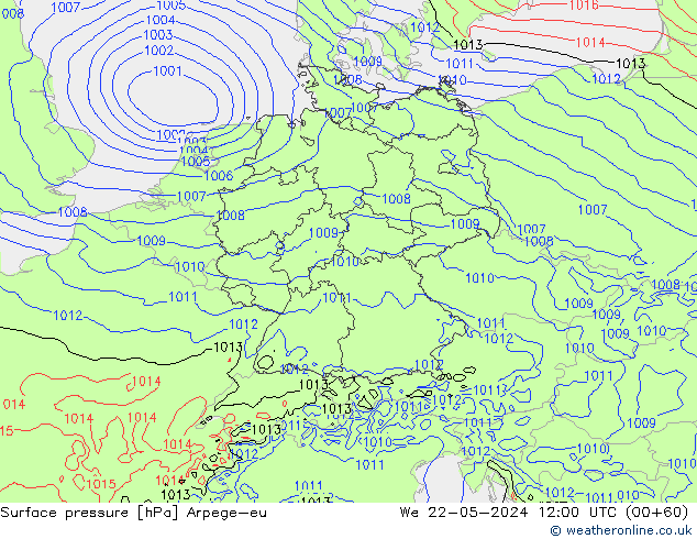 pression de l'air Arpege-eu mer 22.05.2024 12 UTC
