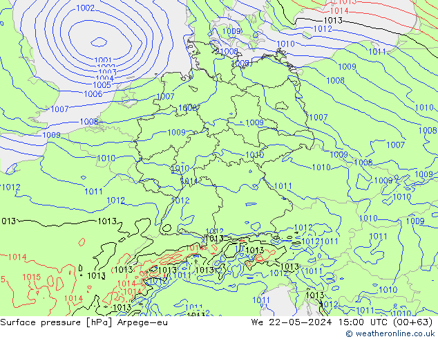 pression de l'air Arpege-eu mer 22.05.2024 15 UTC