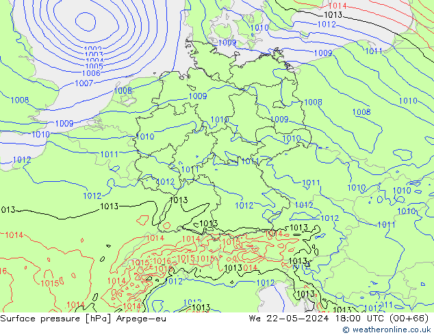 Yer basıncı Arpege-eu Çar 22.05.2024 18 UTC