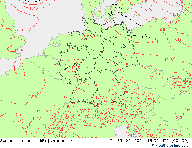 pressão do solo Arpege-eu Qui 23.05.2024 18 UTC