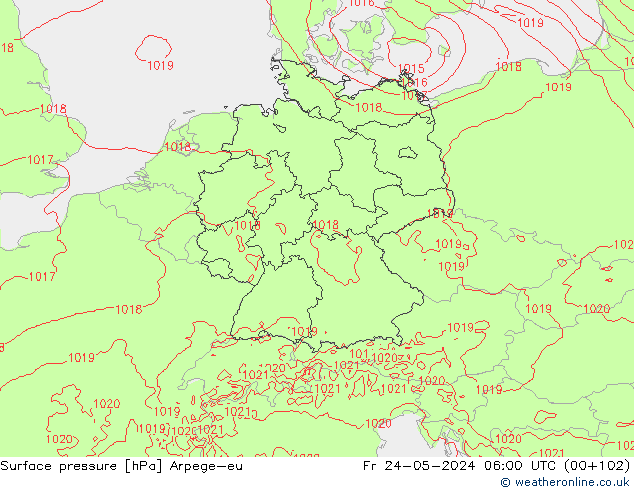 Presión superficial Arpege-eu vie 24.05.2024 06 UTC