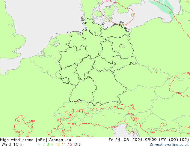 High wind areas Arpege-eu vie 24.05.2024 06 UTC