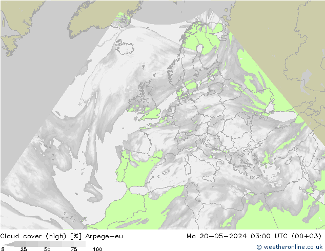 vysoký oblak Arpege-eu Po 20.05.2024 03 UTC
