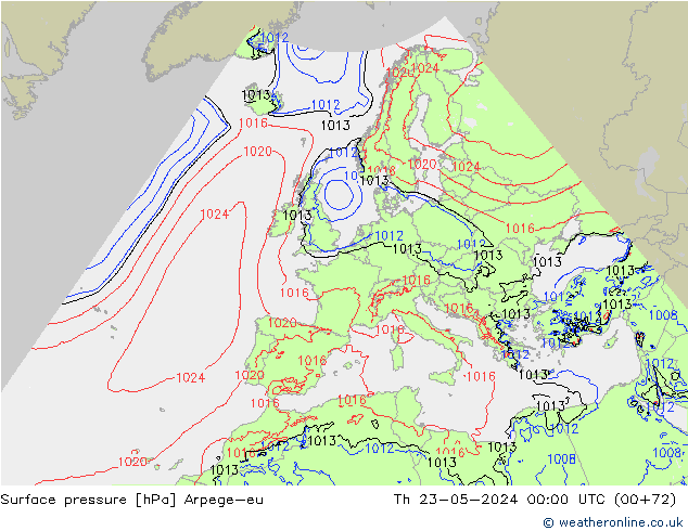 Luchtdruk (Grond) Arpege-eu do 23.05.2024 00 UTC
