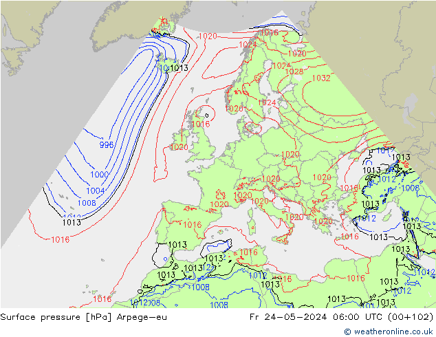 приземное давление Arpege-eu пт 24.05.2024 06 UTC