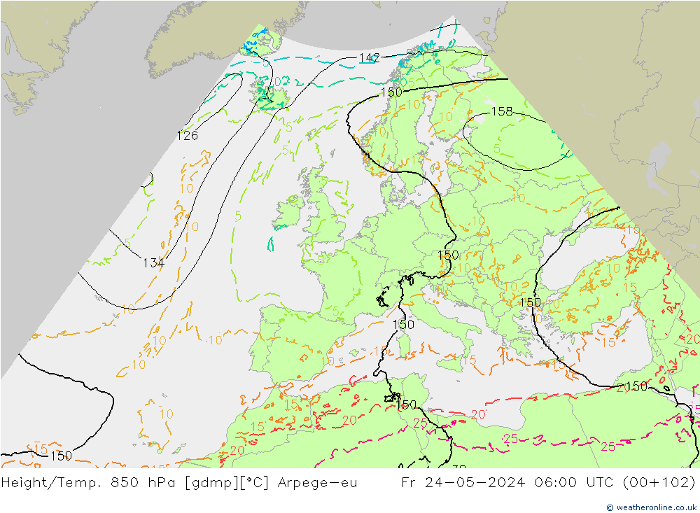 Height/Temp. 850 hPa Arpege-eu Fr 24.05.2024 06 UTC