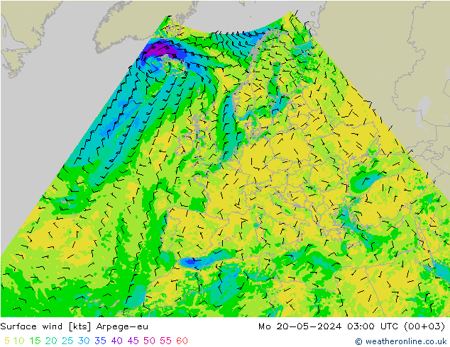 风 10 米 Arpege-eu 星期一 20.05.2024 03 UTC