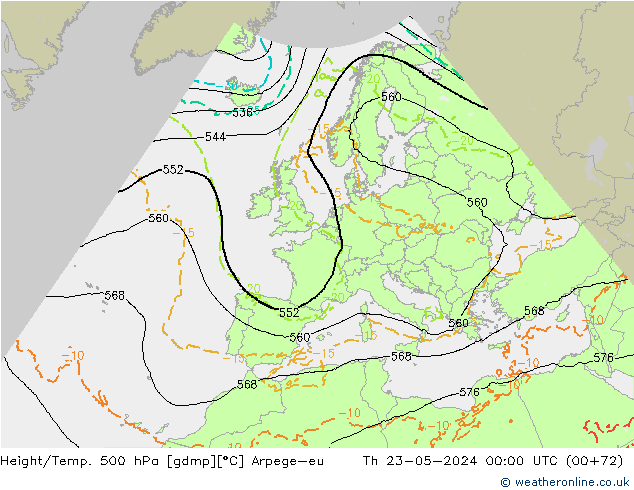Yükseklik/Sıc. 500 hPa Arpege-eu Per 23.05.2024 00 UTC