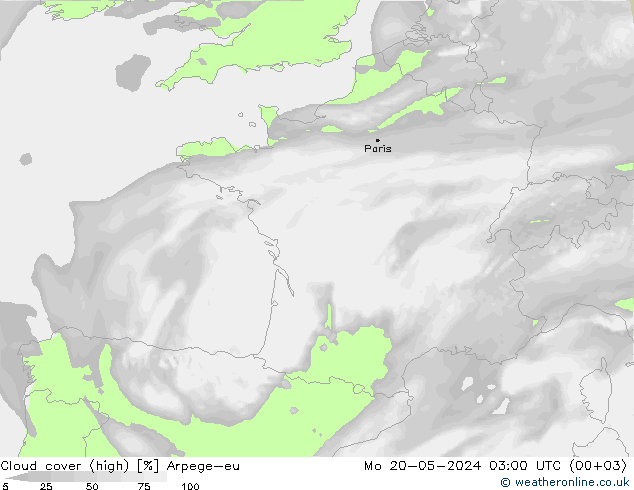 Wolken (hohe) Arpege-eu Mo 20.05.2024 03 UTC
