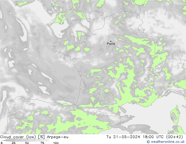Bewolking (Laag) Arpege-eu di 21.05.2024 18 UTC