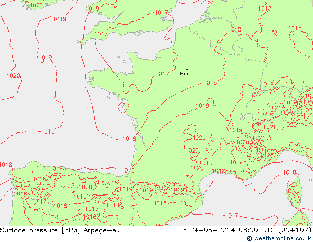 Yer basıncı Arpege-eu Cu 24.05.2024 06 UTC
