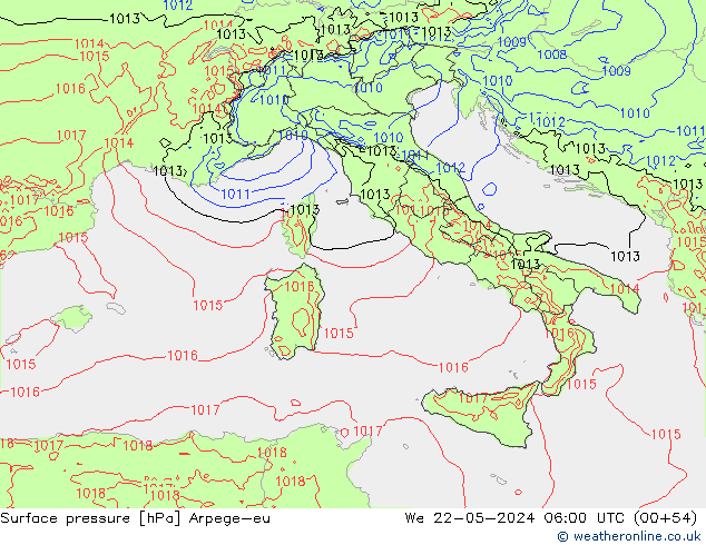 pression de l'air Arpege-eu mer 22.05.2024 06 UTC