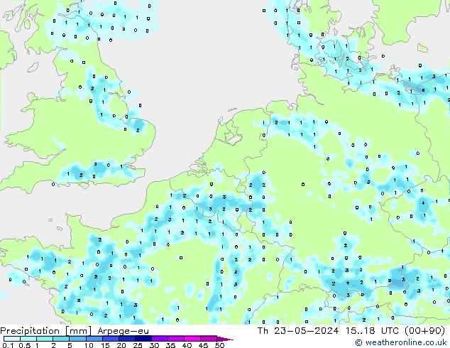 Niederschlag Arpege-eu Do 23.05.2024 18 UTC