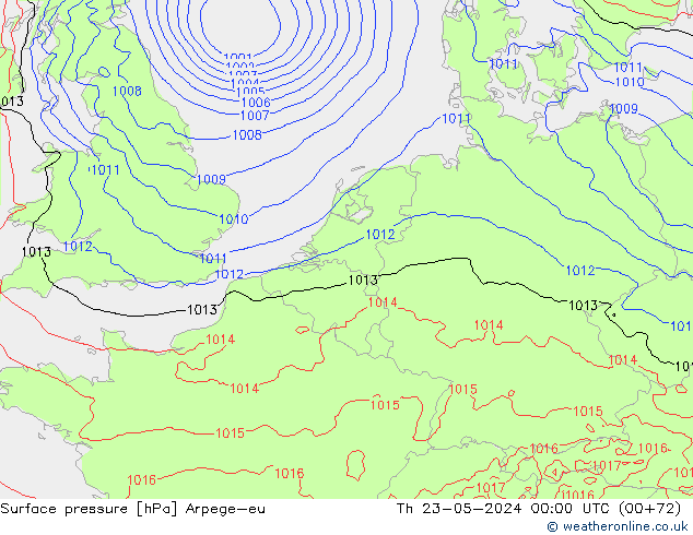 Bodendruck Arpege-eu Do 23.05.2024 00 UTC