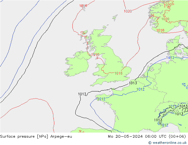 Presión superficial Arpege-eu lun 20.05.2024 06 UTC