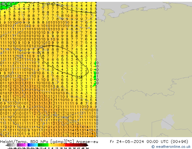Height/Temp. 850 hPa Arpege-eu Sex 24.05.2024 00 UTC